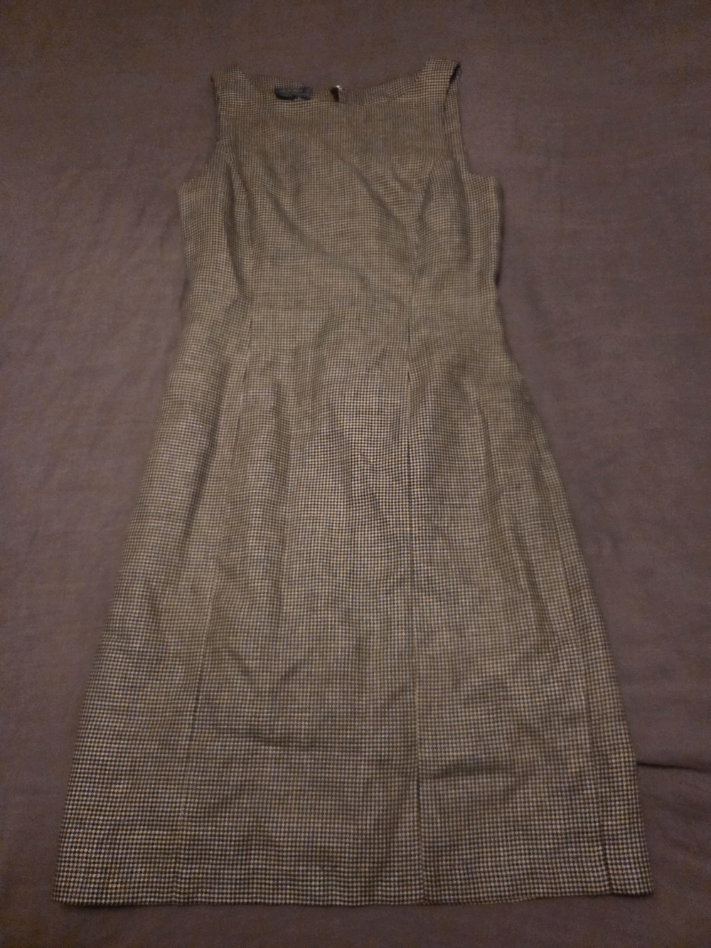 Ralph Lauren Black and Tan Houndstooth Sleeveless Sheath Dress